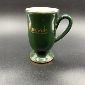 Harrods Knightsbridge Classic Green Gold Trimmed Footed Mug